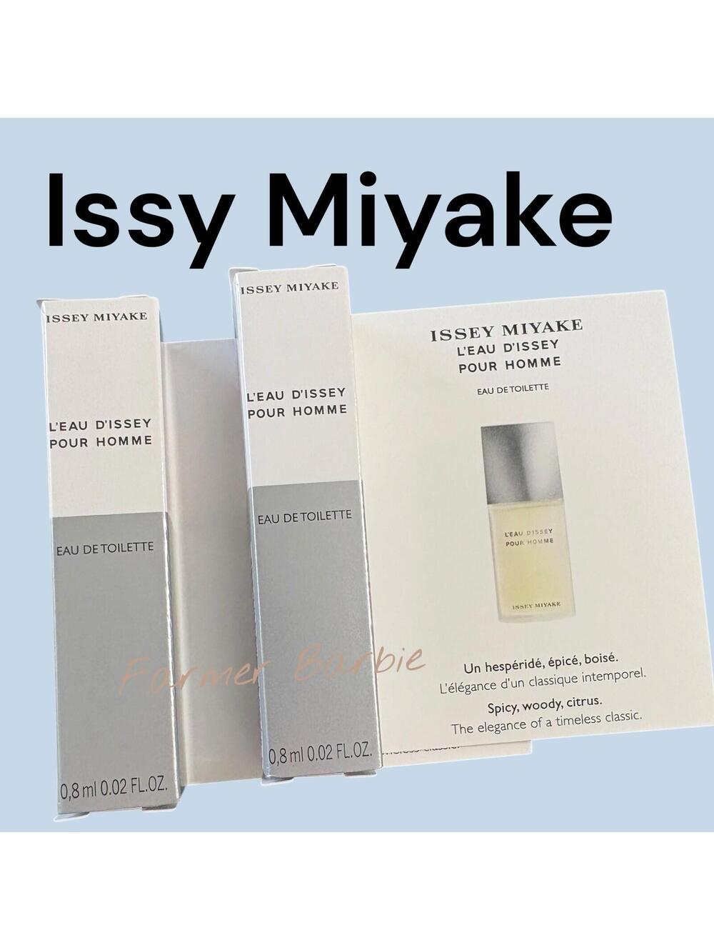 LOT of 2: ISSEY MIYAKE L'EAU D'ISSEY POUR HOMME EDT Spray Sample 2 x 0.8 ml. New